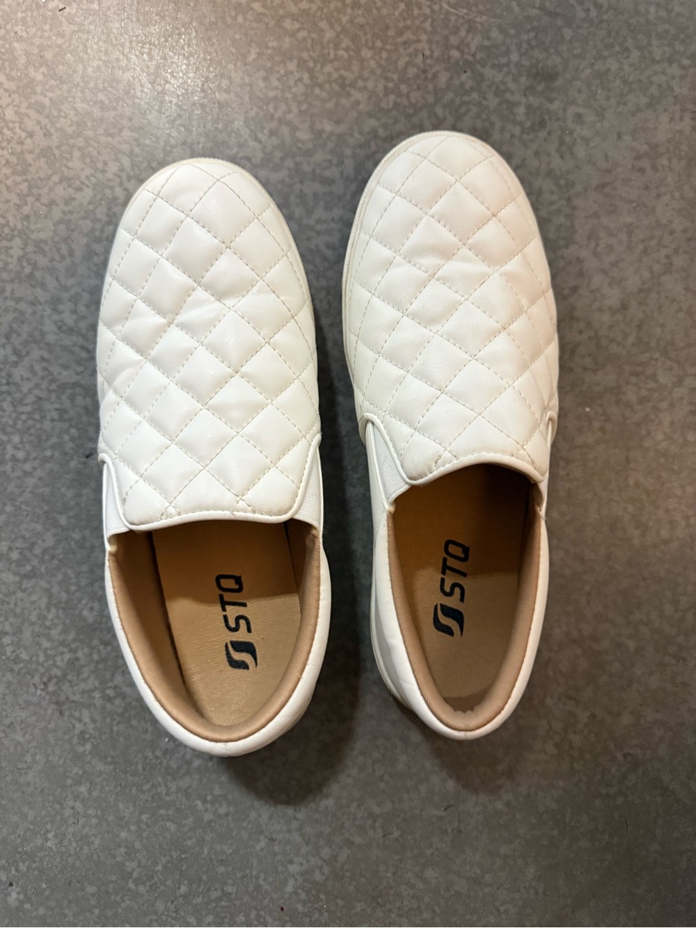 STQ Quilted Slip-On Sneakers for Women in White